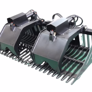 Double Tine Grass Grapple Bucket  Attachment for skid steer loader